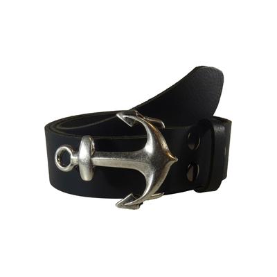 Ledergürtel, Damen, Gr. 95, schwarz, Büffelleder, RETTUNGSRING BY SHOWROOM 019, unifarben, Antik-Look, casual,modisch, Gürtel, mit austauschbarer Schließe »Anker SO19«, 4cm Image