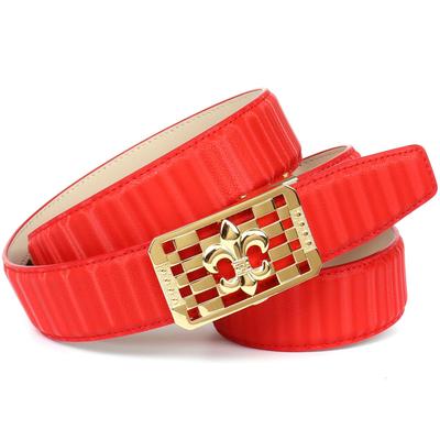 Ledergürtel ANTHONI CROWN, Damen, Gr. 75, rot, Leder, unifarben, elegant,feminin,festlich,klassisch, Gürtel, mit goldfarbener stilisierter Lilien-Schnalle Image