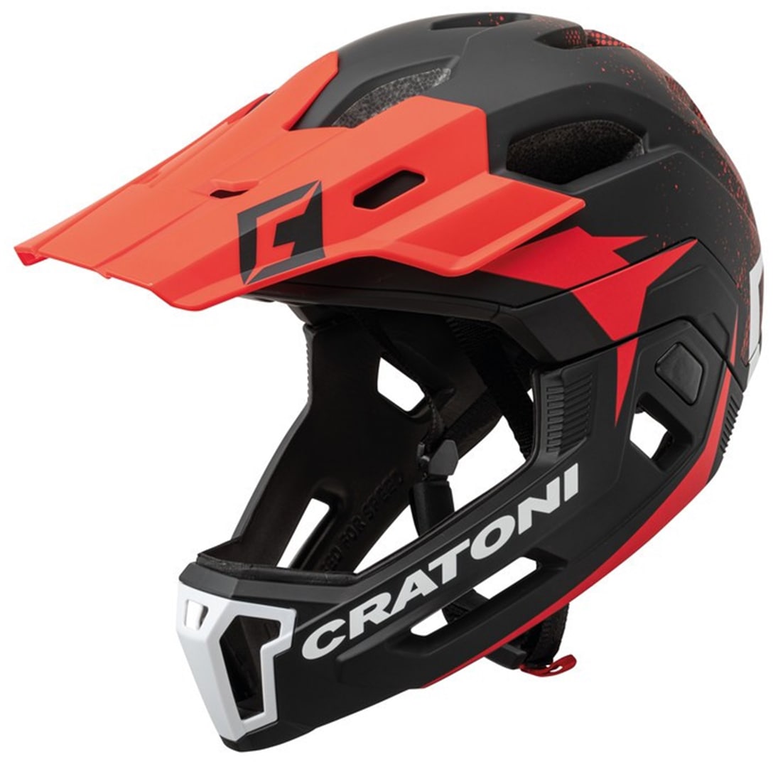 Bike Cross Helm CRATONI "MTB-Fahrradhelm C-Maniac 2.0 MX" Gr. 59, schwarz (schwarz, rot matt), Helme, 59/61 Kopfumfang: 59cm - 61cm Image