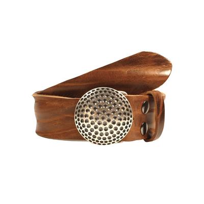 Ledergürtel, Damen, Gr. 100, braun (dunkelcognac), Leder, RETTUNGSRING BY SHOWROOM 019, unifarben, casual,modisch, Gürtel, mit austauschbarer Schließe »Golfball Silber« Image