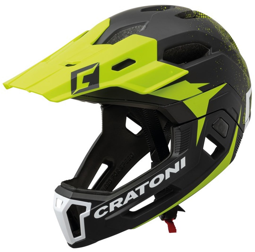 Bike Cross Helm CRATONI "MTB-Fahrradhelm C-Maniac 2.0 MX" Gr. 52, schwarz (schwarz, lime matt), Helme, 52/55 Kopfumfang: 52cm - 55cm Image