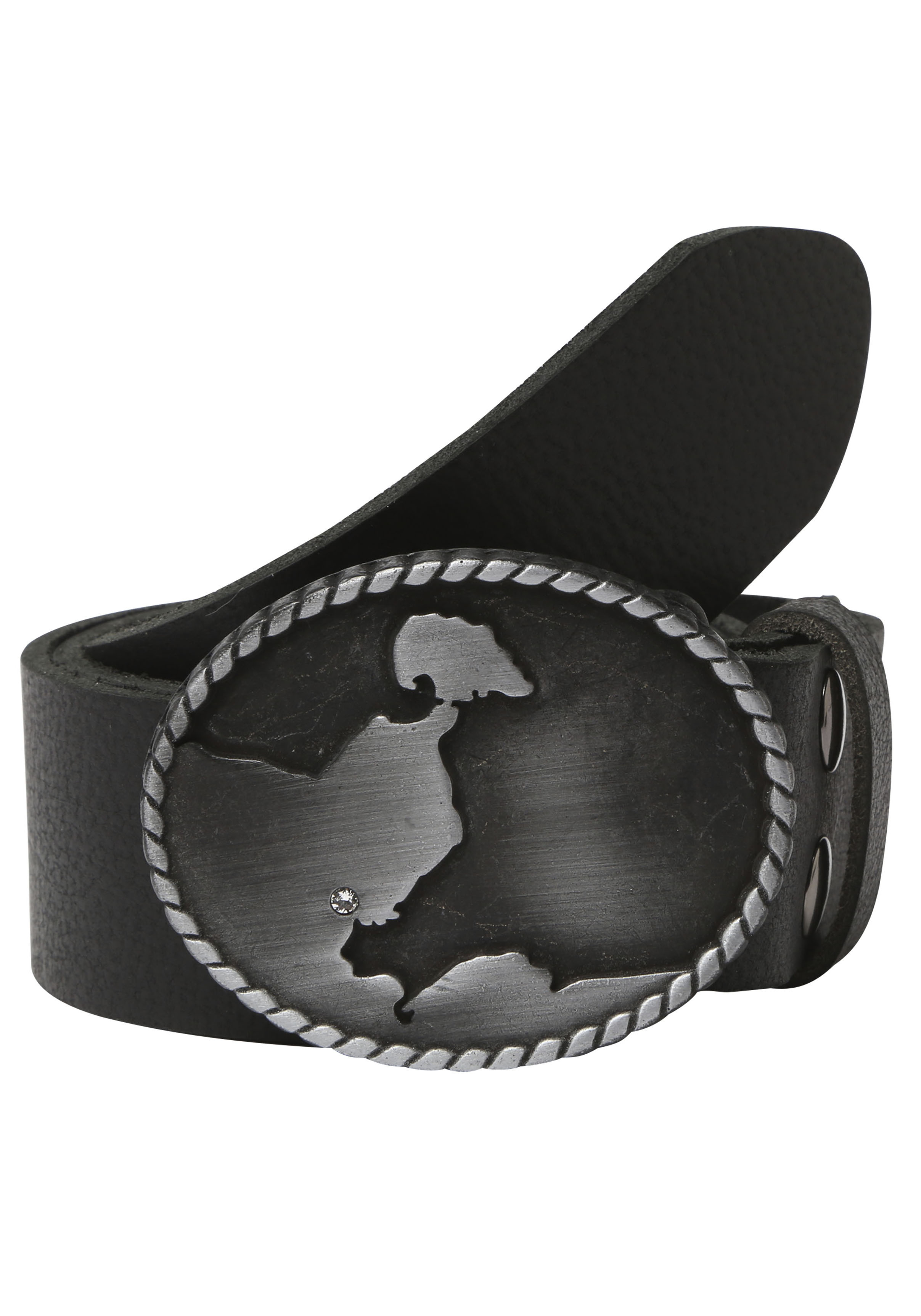 Ledergürtel RETTUNGSRING GÜRTEL, Damen, Gr. 120, schwarz, Leder, unifarben, Gürtel Ledergürtel, Schließe »Neustadt Schwarz Satiniert Mit Swarovski-Kristall Veredelt« Image