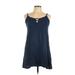 Roxy Casual Dress - A-Line Keyhole Sleeveless: Blue Print Dresses - Women's Size 6