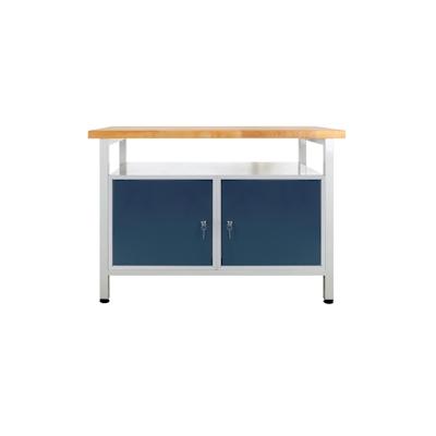 PROREGAL Werkbank Rhino mit Ablagefläche + 2 Türen | HxBxT 84x120x60cm | Traglast 300kg | Lichtgrau/Anthrazitgrau Image