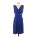 DKNY Casual Dress - Sheath V Neck Sleeveless: Blue Print Dresses - Women's Size 6