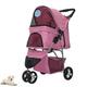 PJDDP 3 Wheels Pet Stroller with Storage Basket for Medium Small Dogs Cats, Jogger Cat Dog Cage, Travel Folding Carrier Stroller,Pink