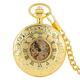 Pocket Watch - Luxury Antique Mechanical Skeleton Pocket Watch Hand Winding Double Open Side Chain Hour Clock Gift with Box,Mechanical,Pocket Watch