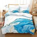 Marble Comforter Cover, Blue White Gold Marble Printed Bedding Set Modern Abstract Art Design Room Decor Down Cover Set Soft Microfiber Bedding King Duvet Cover for All Seasons,Double