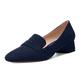 AMBELIGHT Women Square Toe Low Heel Slip On Block Casual Suede Quilted Office 1.5 Inch Court Shoes Navy Blue Size 6