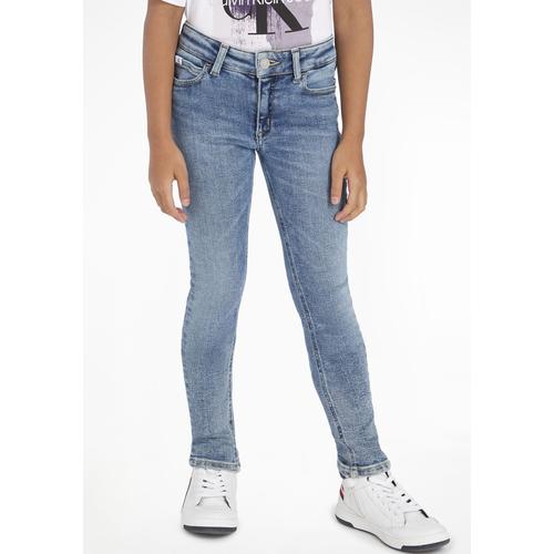 „Stretch-Jeans CALVIN KLEIN JEANS „“MR SKINNY LIGHT BLUE SNAKE““ Gr. 14 (164), N-Gr, blau (light blue snake) Mädchen Jeans“