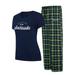 Women's Concepts Sport College Navy/Neon Green Seattle Seahawks Arctic T-Shirt & Flannel Pants Sleep Set