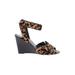 Franco Sarto Wedges: Tan Leopard Print Shoes - Women's Size 8 - Open Toe