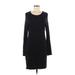 Lou & Grey Casual Dress - Sheath Scoop Neck Long sleeves: Black Print Dresses - Women's Size Medium