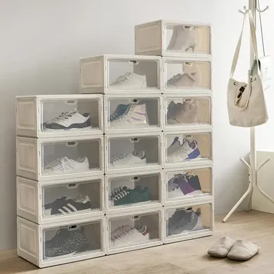 Boîtes à Chaussures Transparentes Boîte de Rangement pour Jouets Vêtements et Chaussures Nombreux