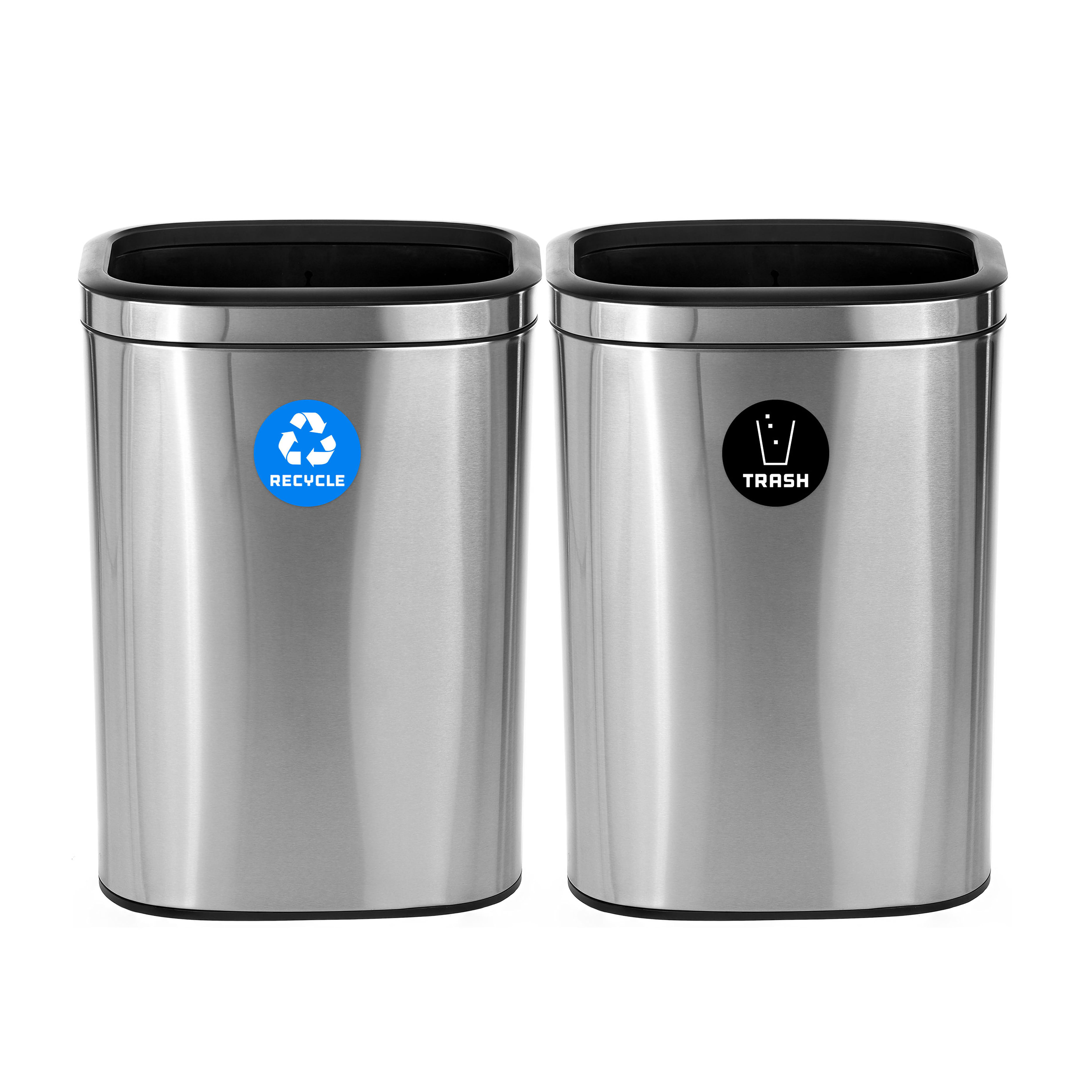 Alpine Industries ALP470-40L-R-T 21 gal Multiple Material Recycle Bin - Indoor, Silver