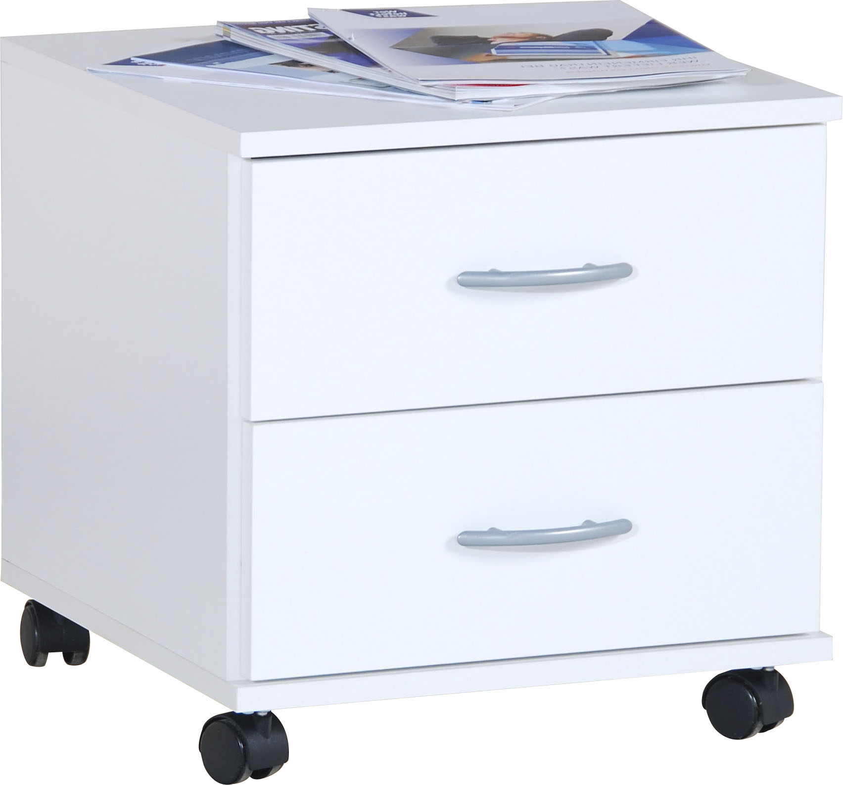 Rollcontainer VOGL MÖBELFABRIK "Barrie, Bürocontainer, Nachtschrank", weiß (perl weiß), B:40cm H:41cm T:40cm, Spanplatte, Rollwagen, Ausführungen mit/ohne Schubladen, Höhe 41 cm, Made in Germany Image