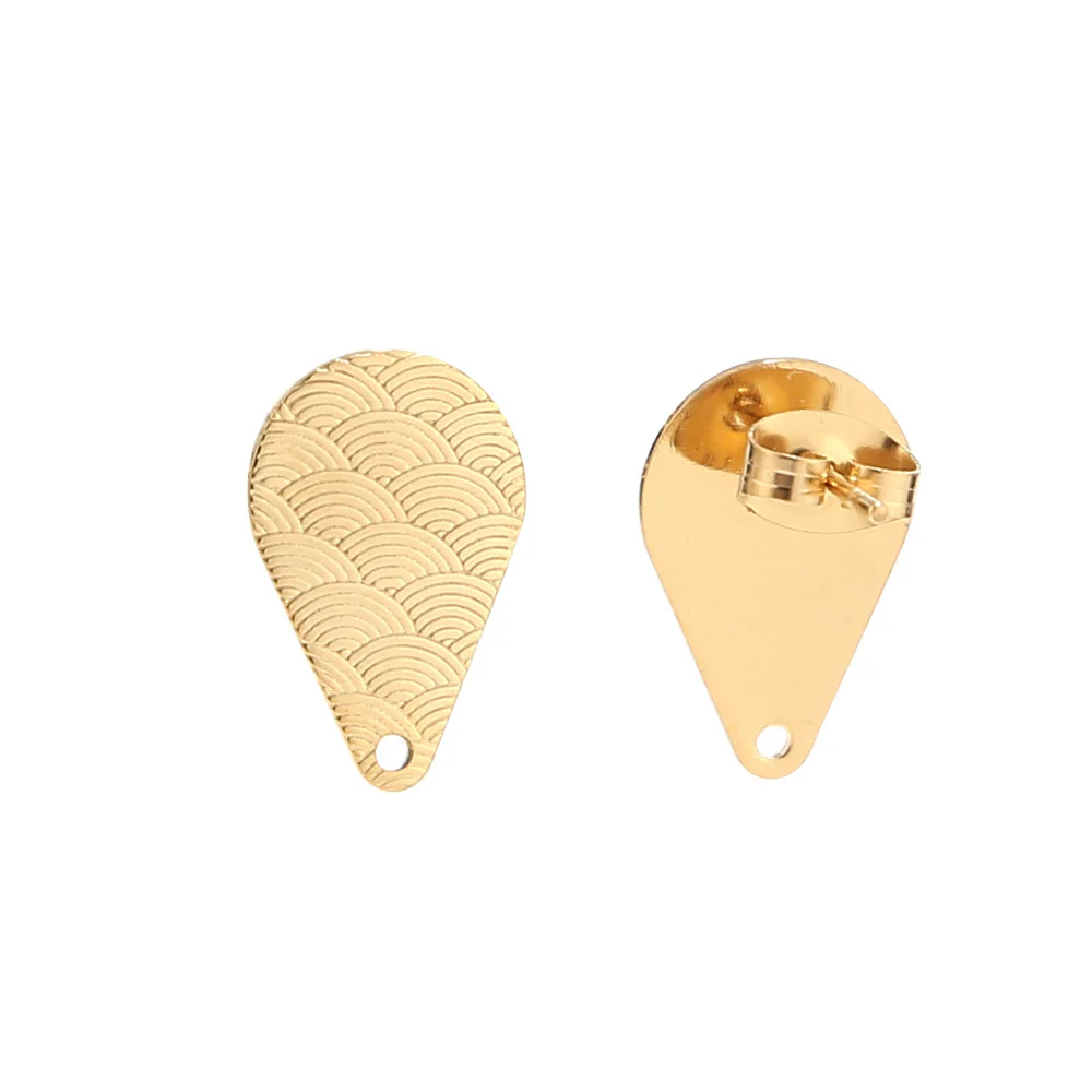 10PCS Neueste Top Made Edelstahl Teardrop Geometrische Raute Stud Ohrring Beiträge mit Loch Gold Ton DIY Ohrringe Zubehör