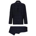 BOSS Herren Urban Pyjama Karierter Pyjama aus Reiner Baumwoll-Popeline Blau S