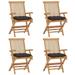 Buyweek Patio Chairs with Taupe Cushions 4 pcs Solid Teak Wood
