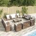 Buyweek 16 Piece Patio Lounge Set with Cushions Poly Rattan Brown