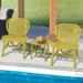 3 Pieces Hollow Design Patio Table Chair Set All Weather Conversation Bistro Set Outdoor Coffee Table with Open Shelf and Lounge Chairs with Widened Seat for Balcony Garden Yard Yellow 67236