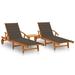 Buyweek Sun Loungers 2 pcs with Table and Cushions Solid Acacia Wood