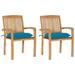 Buyweek Patio Chairs 2 pcs with Light Blue Cushions Solid Teak Wood