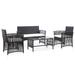 Buyweek 4 Piece Patio Lounge Set with Cushion Poly Rattan Black