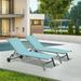 Chaise Lounge Outdoor Set of 2 Lounge Chairs for Outside with Wheels Outdoor Lounge Chairs with 5 Adjustable Position Pool Lounge Chairs (Turquoise Blue 2 Lounge Chairs) 09850