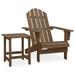 Buyweek Patio Adirondack Chair with Table Solid Fir Wood Brown