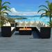 Buyweek 6 Piece Patio Lounge Set with Cushions Poly Rattan Black