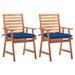 Buyweek Patio Dining Chairs 2 pcs with Cushions Solid Acacia Wood