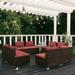 Buyweek 8 Piece Patio Lounge Set with Cushions Poly Rattan Brown