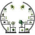 Rio 5 Tier Tall Plant Stand Indoor Half Moon Shape Hanging Plant Shelf Flower Stand Ladder Metal Frame For Home Patio Lawn Garden Black Set Of 2