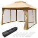 All-In-1 11X11ft Pop-Up Gazebo Tent With Mesh Sidewall Carry Bag Canopy Shelter For Outdoor Yard Garden Patio