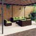 Buyweek 9 Piece Patio Lounge Set with Cushions Poly Rattan Brown