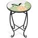 Outdoor Side Table Patio Table 14inch Table Plant Stand Ceramic Top Metal Frame Small End Table Porch Patio Garden Balcony Poolside