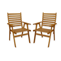 Patio Wise Indoor Outdoor Folding Chair Set 2 Foldable Acacia Wood Seats