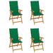Buyweek Patio Chairs 4 pcs with Green Cushions Solid Teak Wood