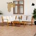 Buyweek 5 Piece Patio Lounge Set with Cushion Cream Solid Acacia Wood