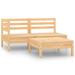 Buyweek 3 Piece Patio Lounge Set Solid Wood Pine