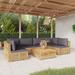 Buyweek 7 Piece Patio Lounge Set with Cushions Solid Wood Teak