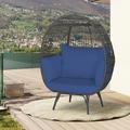 Costway Patio Oversized Rattan Wicker Egg Chair Lounge Basket 4 Cushion Indoor & Outdoor