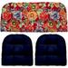 Indoor Outdoor 3 Piece Tufted Wicker Cushion Set (Standard Colsen Berry Navy Blue)