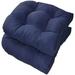 Set Of 2 - Universal Tufted U-Shape Cushions For Wicker Chair Seat - 19 X 19 Solid Navy Dark Blue - Indoor / Outdoor