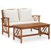 Buyweek 2 Piece Patio Lounge Set with Cushions Solid Acacia Wood