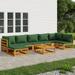 vidaXL 8 Piece Patio Lounge Set with Green Cushions Solid Wood