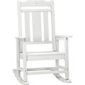 Outdoor Rocking Chair All Weather-Resistant HDPE Rocking Patio Chairs With Rustic High Back Armrests Oversized Seat And Slatted Backrest 350Lbs Weight Capacity Light Gray