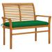 Buyweek Patio Bench with Green Cushion 44.1 Solid Teak Wood