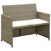 Buyweek 2 Seater Patio Sofa with Cushions Beige Poly Rattan